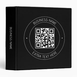 Your QR code & Editable Text Black & White 3 Ring Binder