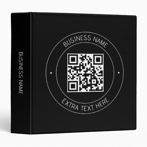 Your QR code  Editable Text  Black  White 3 Ring Binder