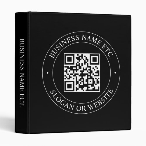 Your QR code  Editable Text  Black  White 3 Ring Binder
