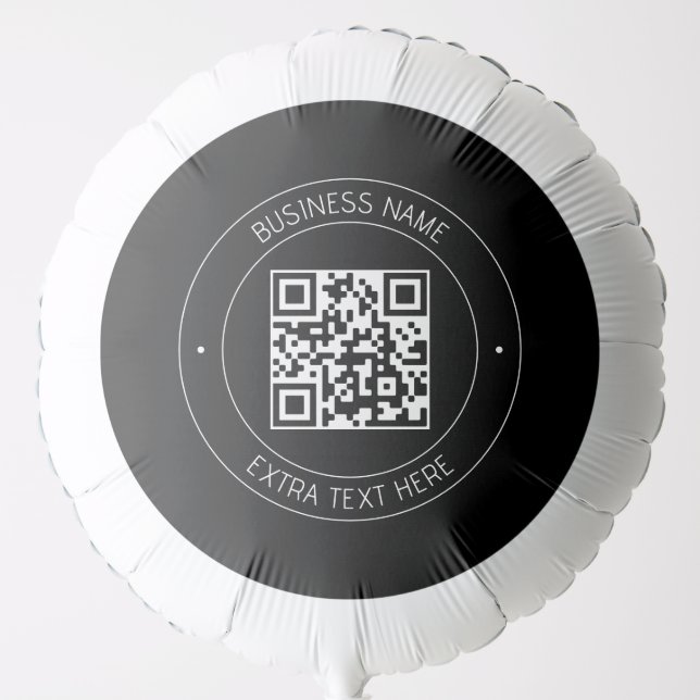 Your QR code & Editable Text | Black & White Balloon (Front)