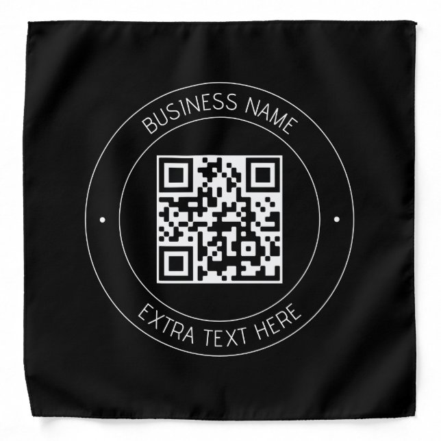 Your QR code & Editable Text | Black & White Bandana (Front)