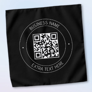 Your QR code & Editable Text   Black & White Bandana