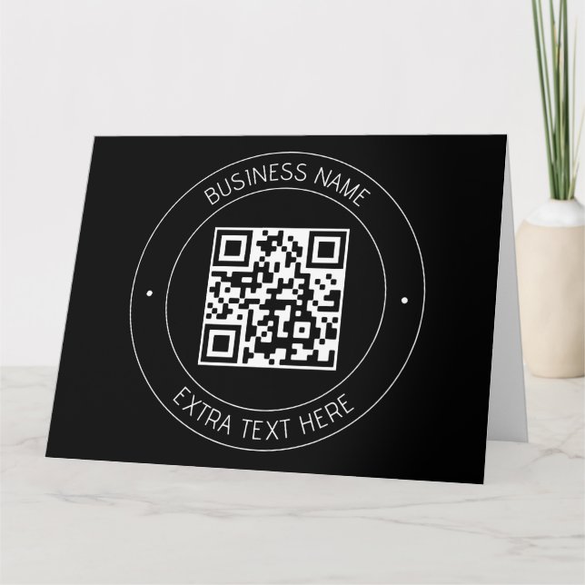 Your QR code & Editable Text | Black & White Card (Front)
