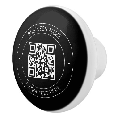 Your QR code  Editable Text  Black  White Ceramic Knob