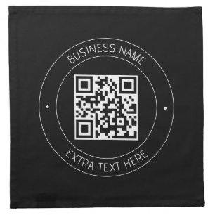 Your QR code & Editable Text Black & White Cloth Napkin