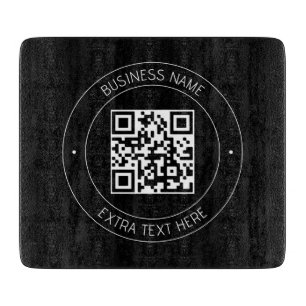 Your QR code & Editable Text Black & White Cutting Board