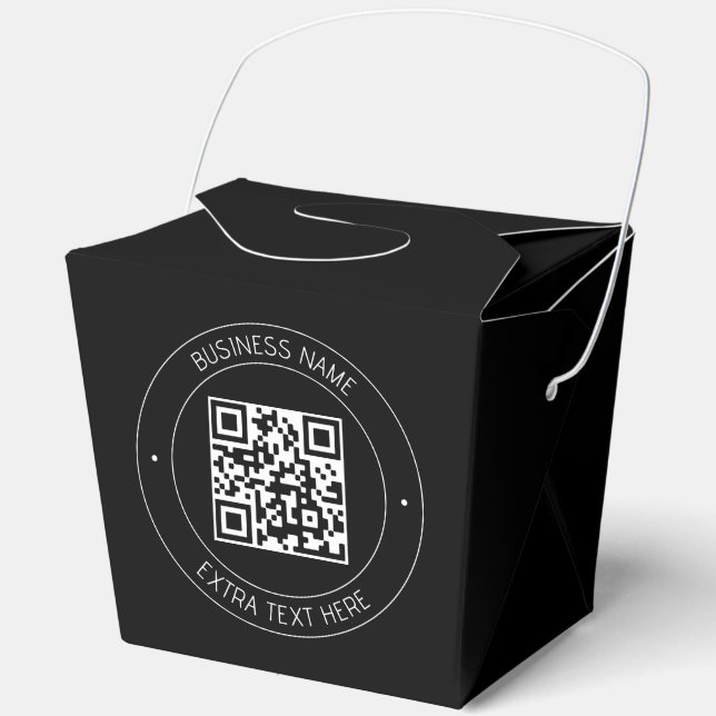Your QR code & Editable Text | Black & White Favor Boxes (Front)