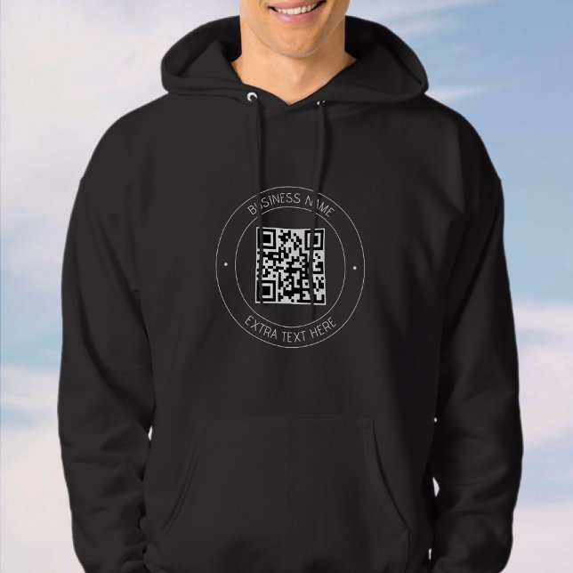 Your QR code & Editable Text | Black & White Hoodie (Creator Uploaded)