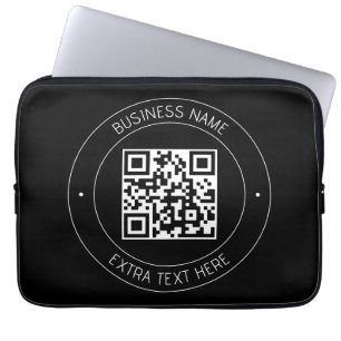 Your QR code & Editable Text Black & White Laptop Sleeve