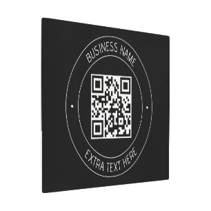 Your QR code & Editable Text Black & White Metal Print