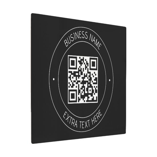 Your QR code & Editable Text | Black & White Metal Print (Angled)