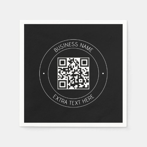 Your QR code  Editable Text  Black  White Napkins