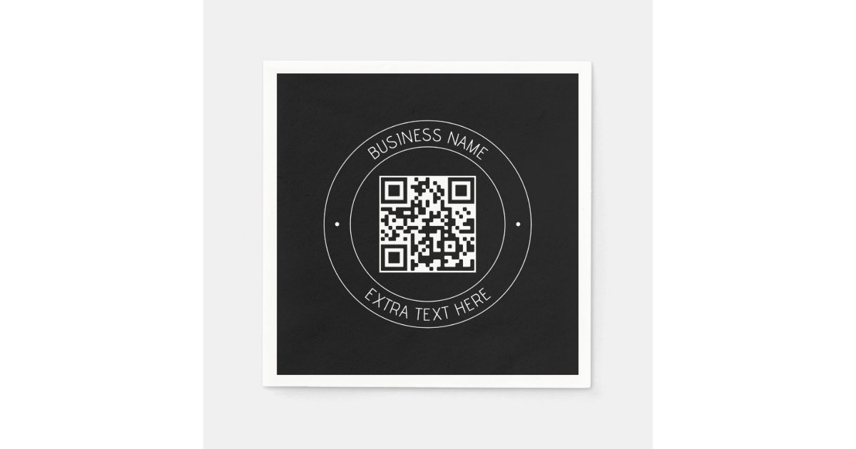 Your QR code & Editable Text | Black & White Napkins | Zazzle
