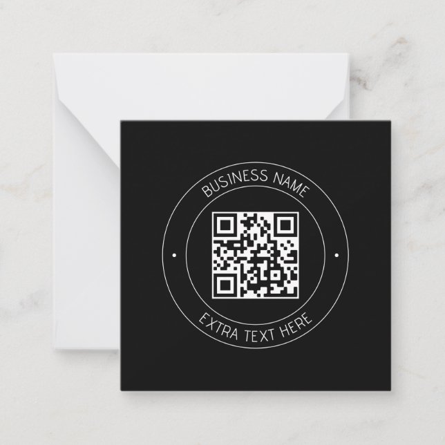 Your QR code & Editable Text | Black & White Note Card (Front)
