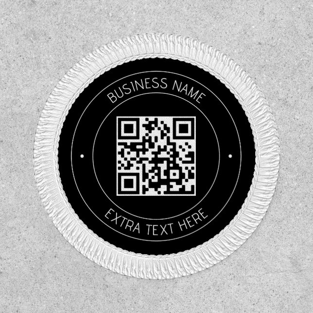 Your QR code & Editable Text | Black & White Patch (Front)