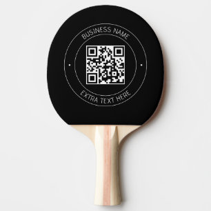 Your QR code & Editable Text   Black & White Ping Pong Paddle