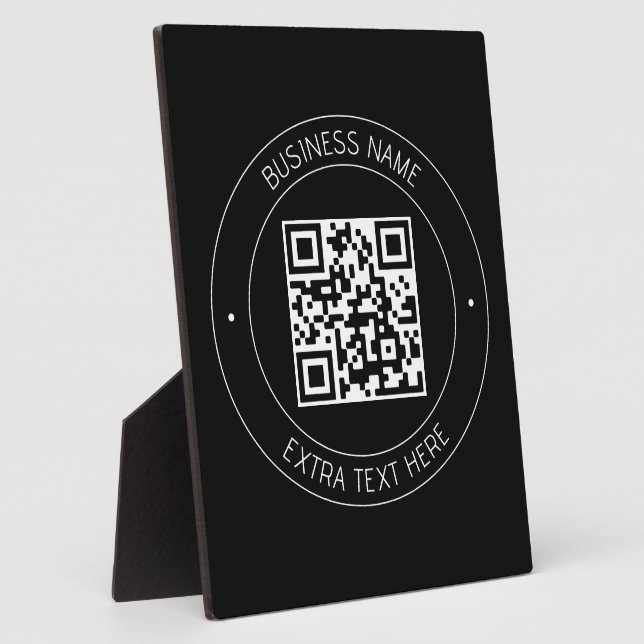 Your QR code & Editable Text | Black & White Plaque (Side)
