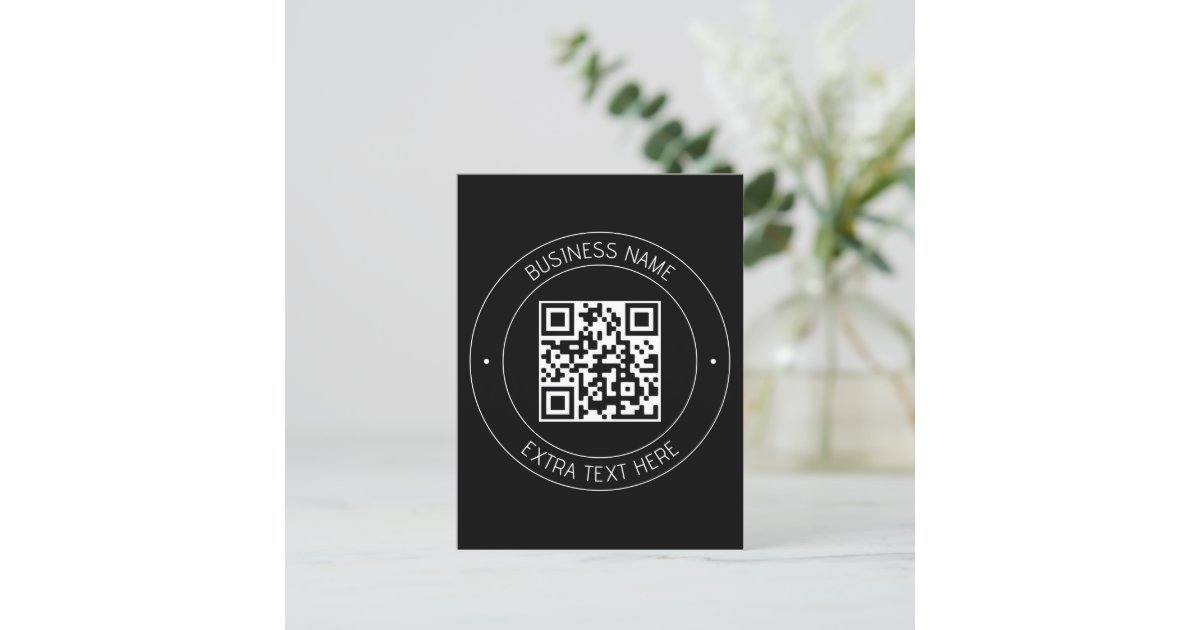 Your QR code & Editable Text | Black & White Postcard | Zazzle
