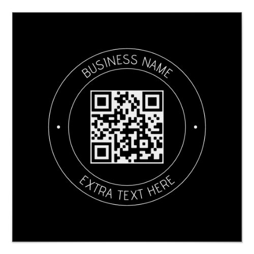 Your QR code  Editable Text  Black  White Poster