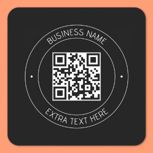 Your QR code & Editable Text Black & White Square Sticker