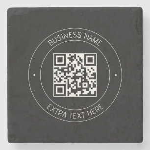 Your QR code & Editable Text Black & White Stone Coaster