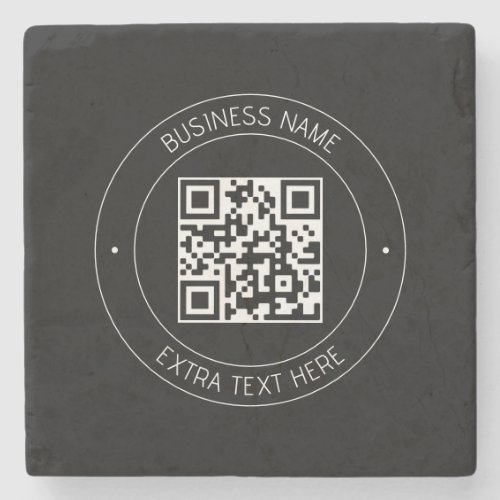 Your QR code  Editable Text  Black  White Stone Coaster