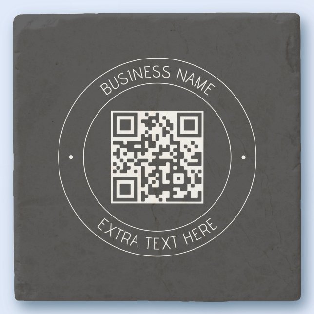 Your QR code & Editable Text | Black & White Stone Coaster (Creator Uploaded)