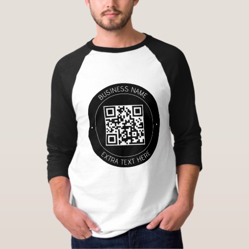 Your QR code  Editable Text  Black  White T_Shirt