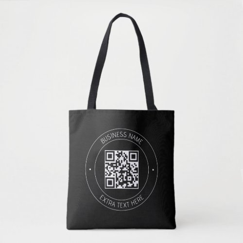 Your QR code  Editable Text  Black  White Tote Bag