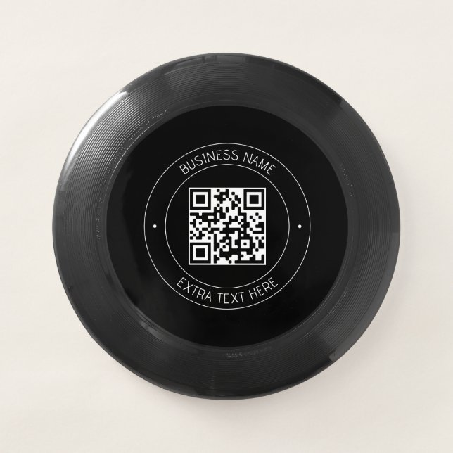 Your QR code & Editable Text | Black & White Wham-O Frisbee (Front)