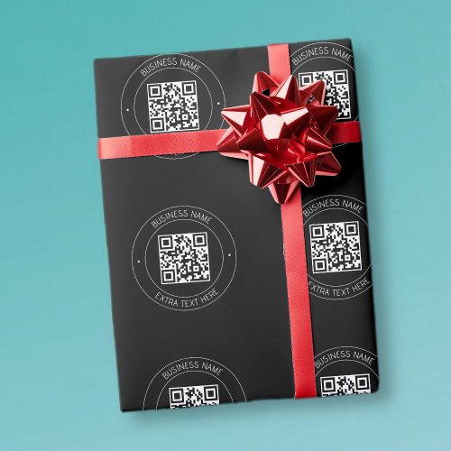 Your QR code  Editable Text  Black  White Wrapping Paper