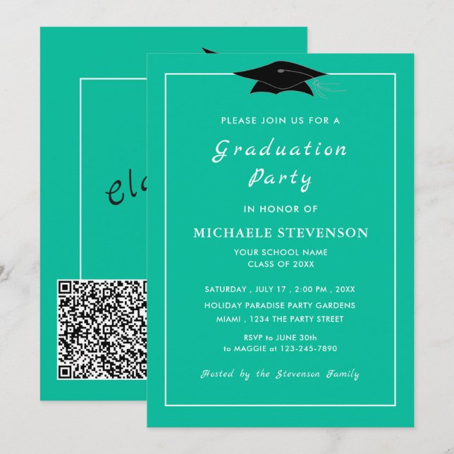 Your QR Code Graduation Invitations Choose Colors (Front/Back)