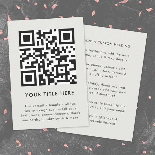 Your QR Code  Gray Modern Minimalist Simple Invitation