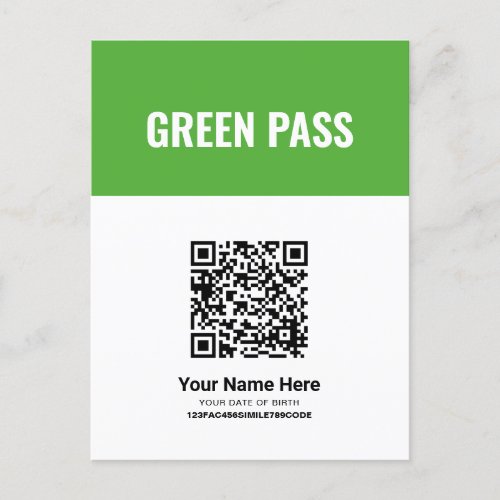 Your QR Code Green Vaccine Certificate Pass Card