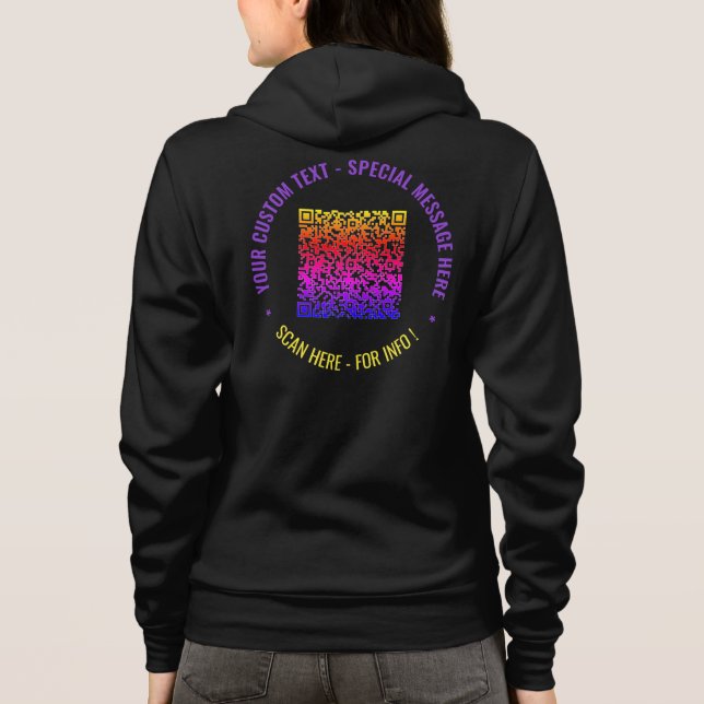 Your QR Code Hoodie Example Custom Text and Colors (Back)