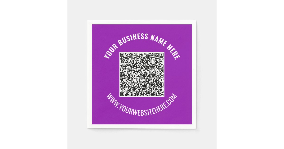 Your QR Code Info Custom Text and Colors Napkins | Zazzle