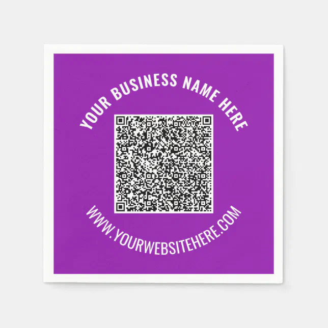 Your QR Code Info Custom Text and Colors Napkins | Zazzle