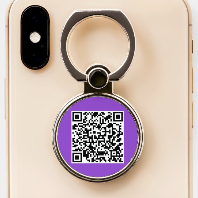 Your QR Code Info Phone Ring Stand - Custom Colors (Close Up)
