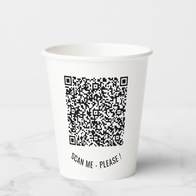 Your QR Code Info Text Paper Cups - Choose Colors (Front)