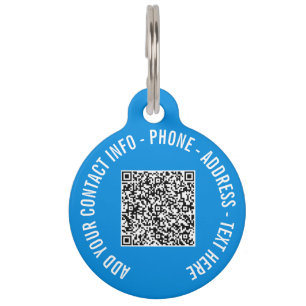 Your QR Code Info Text Pet ID Tag Choose Colors