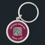 Your QR Code IScan nfo Custom Text Keychain<br><div class="desc">Choose Colors and Font - Keychains with Your Special QR Code Info and Custom Text Personalized Modern Keychain Gift - Add Your QR Code - Image or Logo - photo / Text - Name or other info / message - Resize and Move or Remove / Add Elements - Image /...</div>