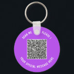 Your QR Code Keychain Custom Text - Choose Colors<br><div class="desc">Custom Colors and Fonts - Design Your Own Personalized Keychain example with Your Special QR Code Scan Info and Custom Text Branded Business Promotional or Modern Personal Funny Keychains template / Gifts Accessories / Marketing Products - Add Your QR Code - Image - Photo or Logo / and Text -...</div>