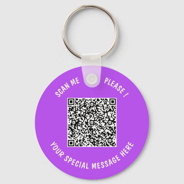 Your QR Code Keychain Custom Text - Choose Colors (Front)