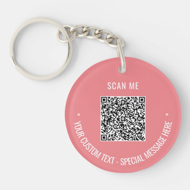 Your QR Code Keychain Example with Custom Text (Front)