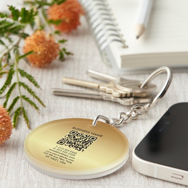 Your QR Code Logo Gold Double Sided Circle Keychain (Front Right)