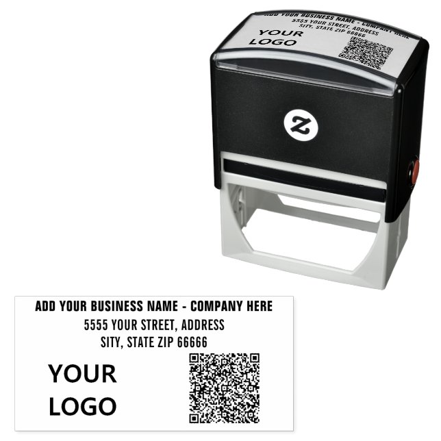 Your QR Code Logo Name Info Address Stamp Example (In Situ)