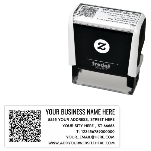 Your QR Code Name Address Info Self_inking Stamp