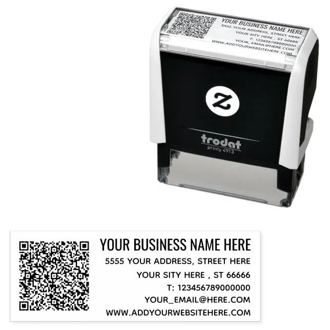 Your QR Code Name Address Info Self-inking Stamp | Zazzle