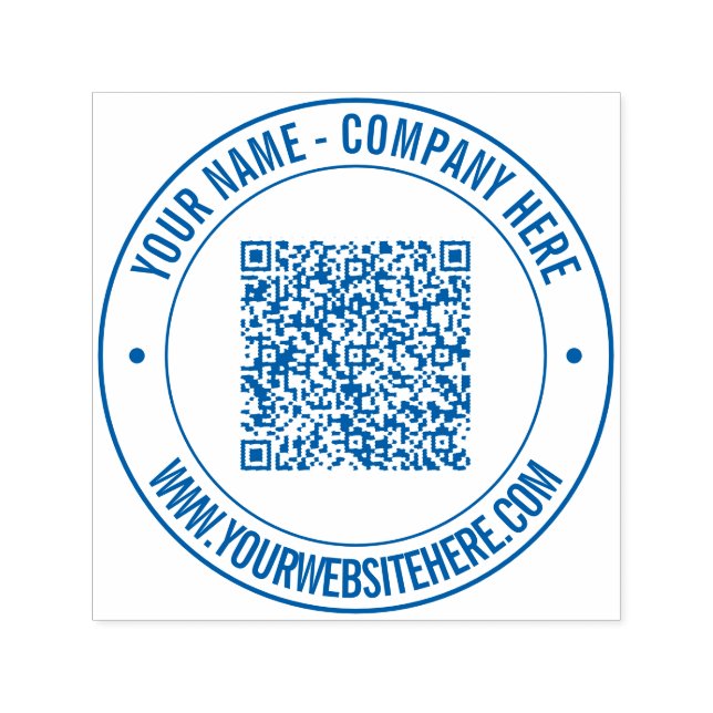 Your QR Code Name Website Round Self-inking Stamp (Design)
