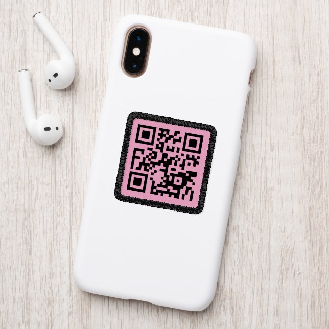 Your QR Code on Light Pink Patch (On Phone Back)